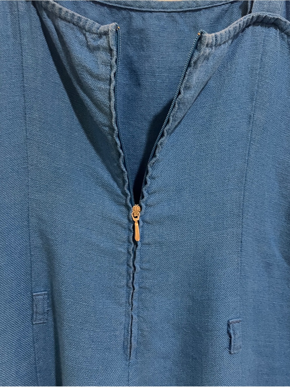 United Colors of Benetton 100% Linen Blue Casual Square Neck Midi Dress-L - Picture 4 of 7